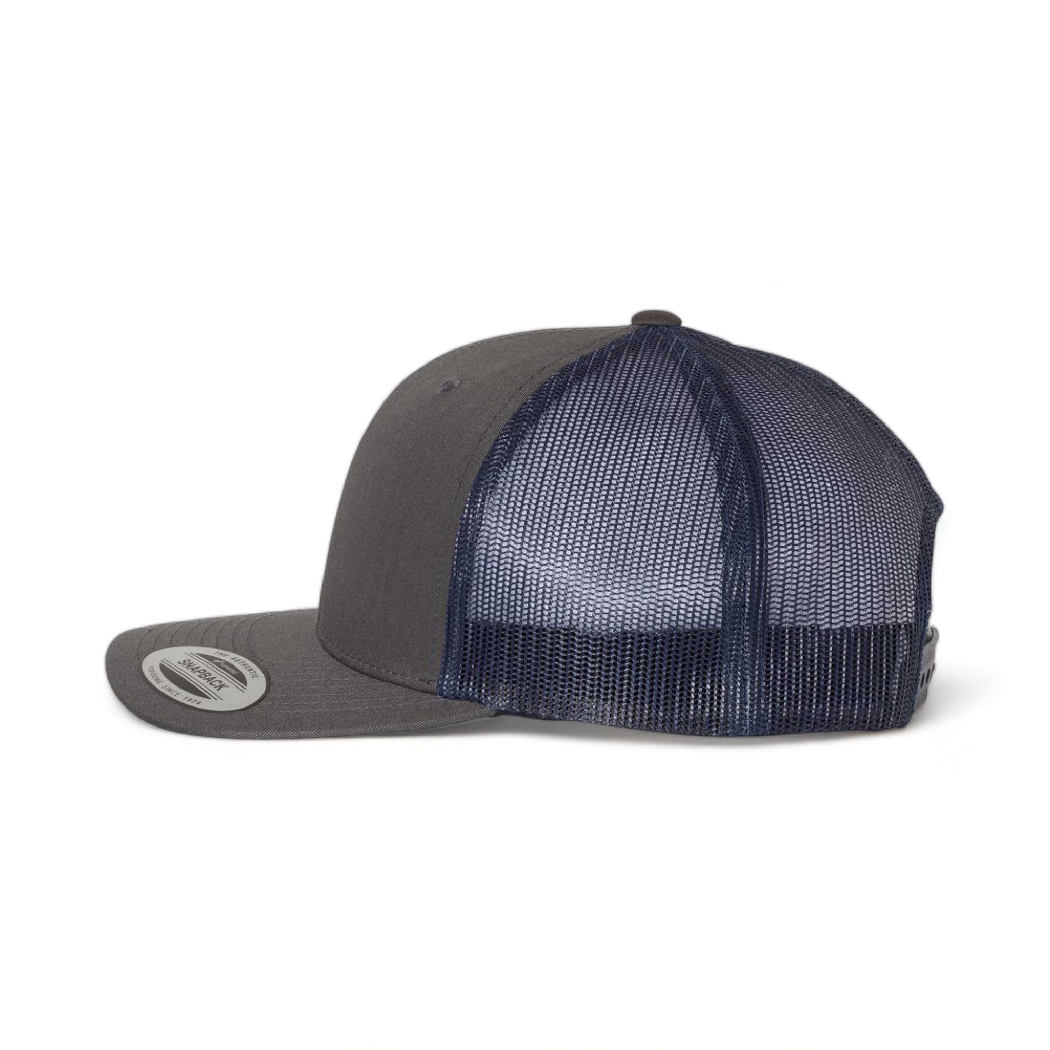 Side view of YP Classics 6606 custom hat in charcoal and navy