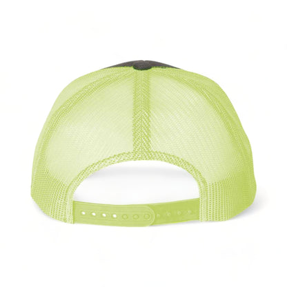 Back view of YP Classics 6606 custom hat in charcoal and neon green