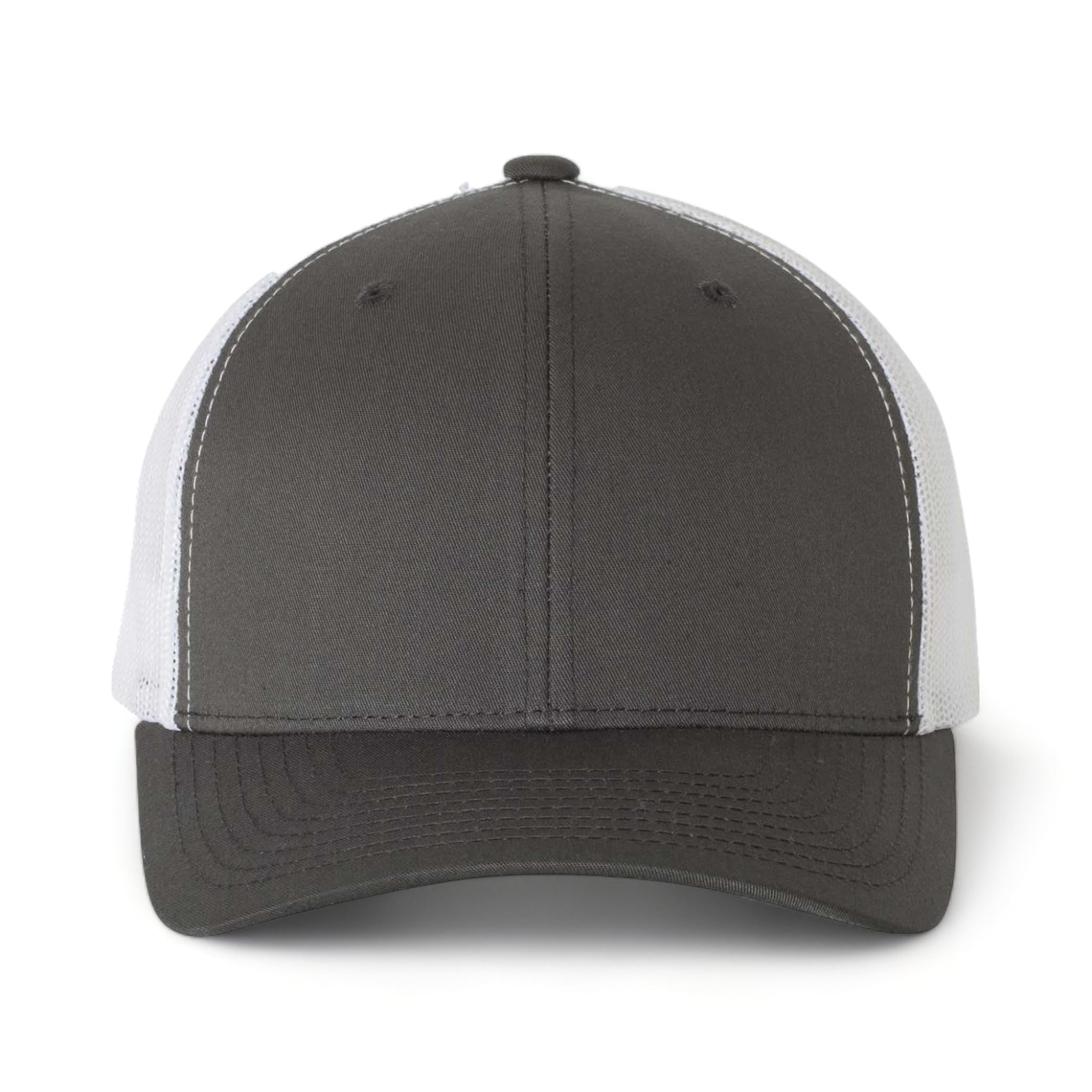 Front view of YP Classics 6606 custom hat in charcoal and white
