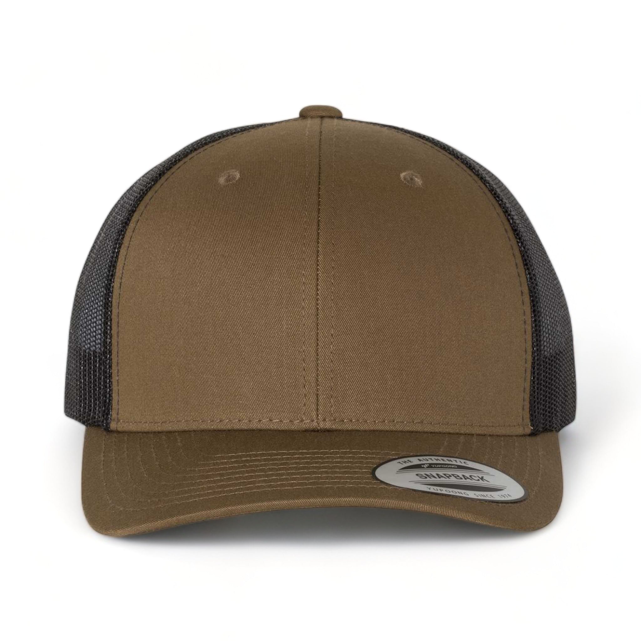 Front view of YP Classics 6606 custom hat in coyote brown and black