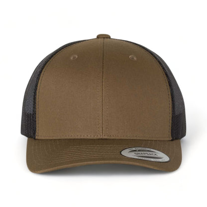 Front view of YP Classics 6606 custom hat in coyote brown and black