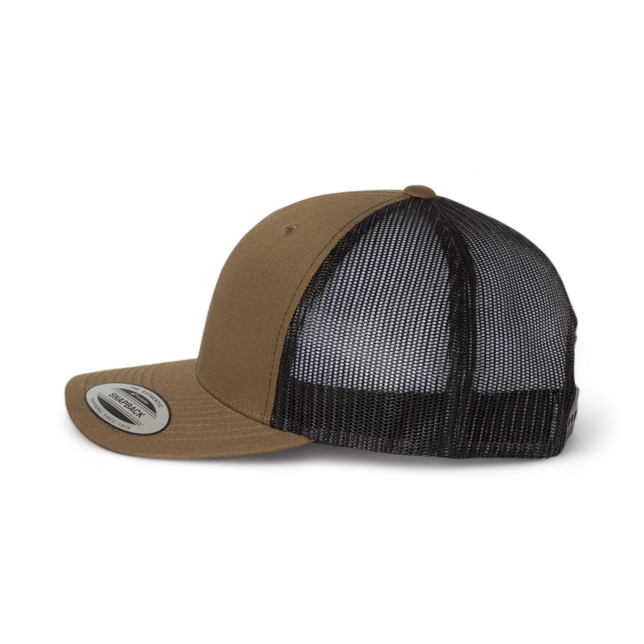 Side view of YP Classics 6606 custom hat in coyote brown and black