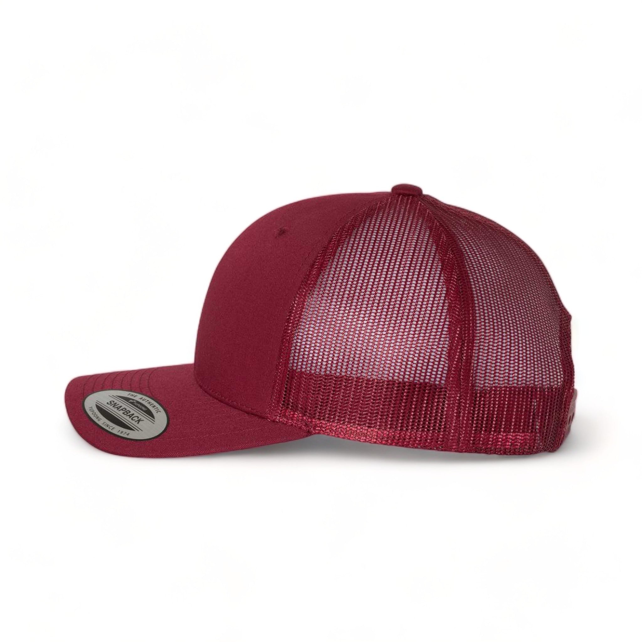 Side view of YP Classics 6606 custom hat in cranberry