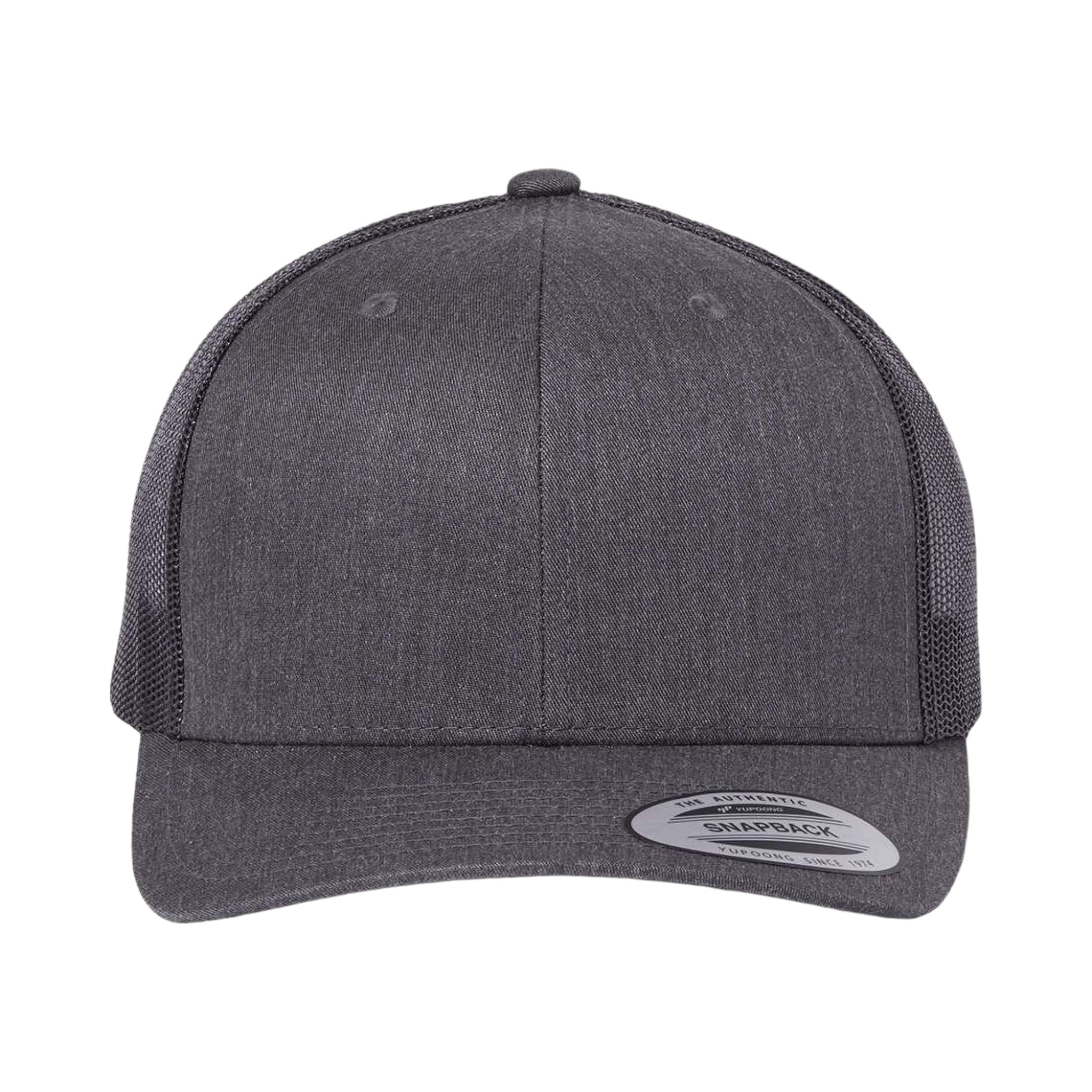 Front view of YP Classics 6606 custom hat in dark heather grey