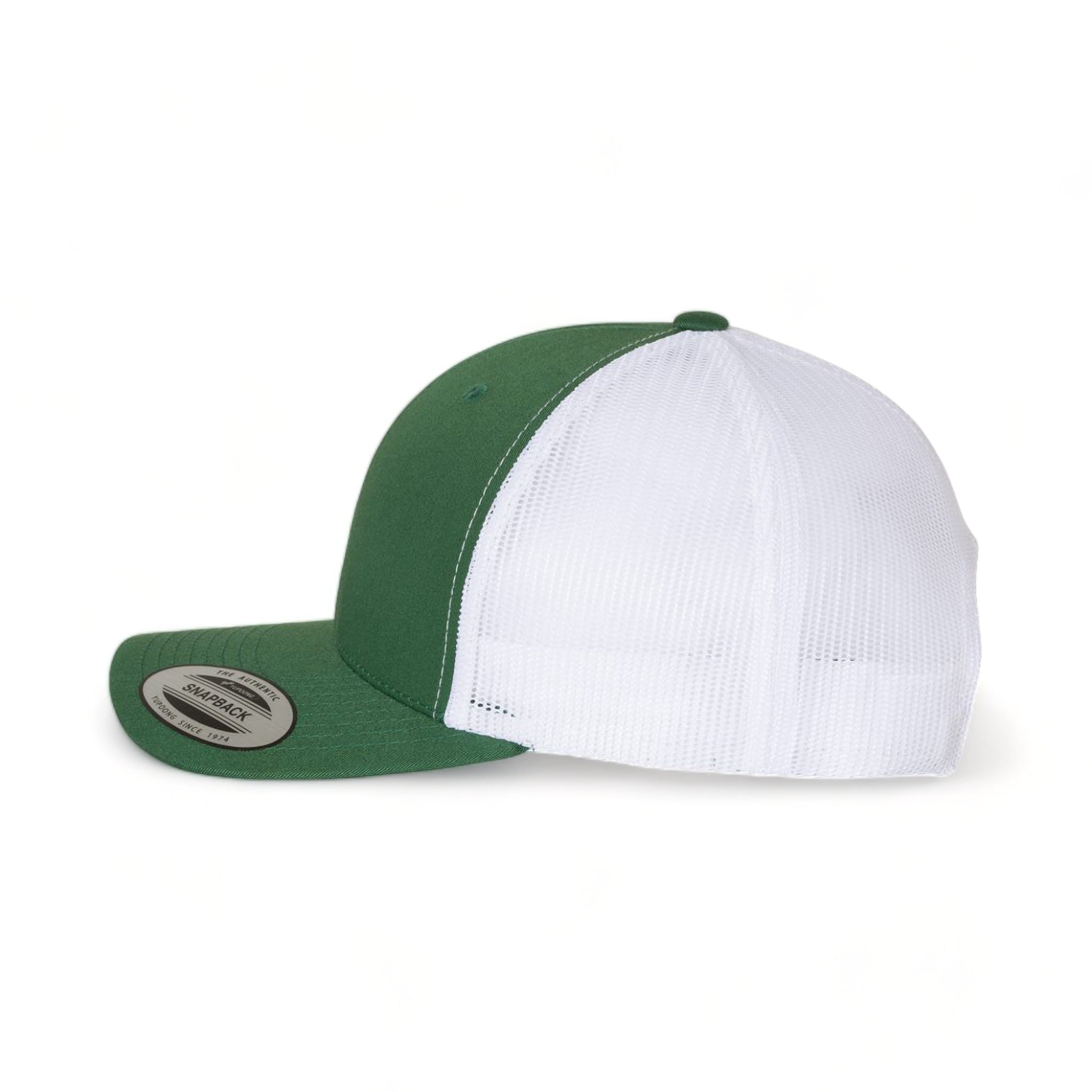 Side view of YP Classics 6606 custom hat in evergreen and white