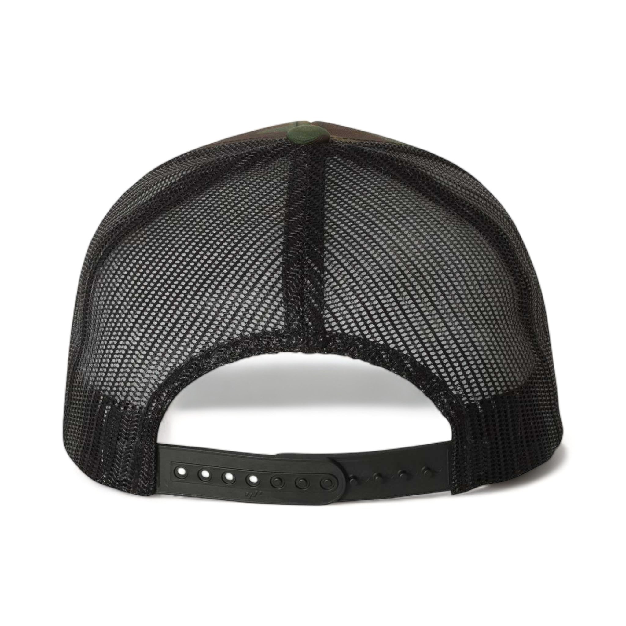 Back view of YP Classics 6606 custom hat in green camo and black