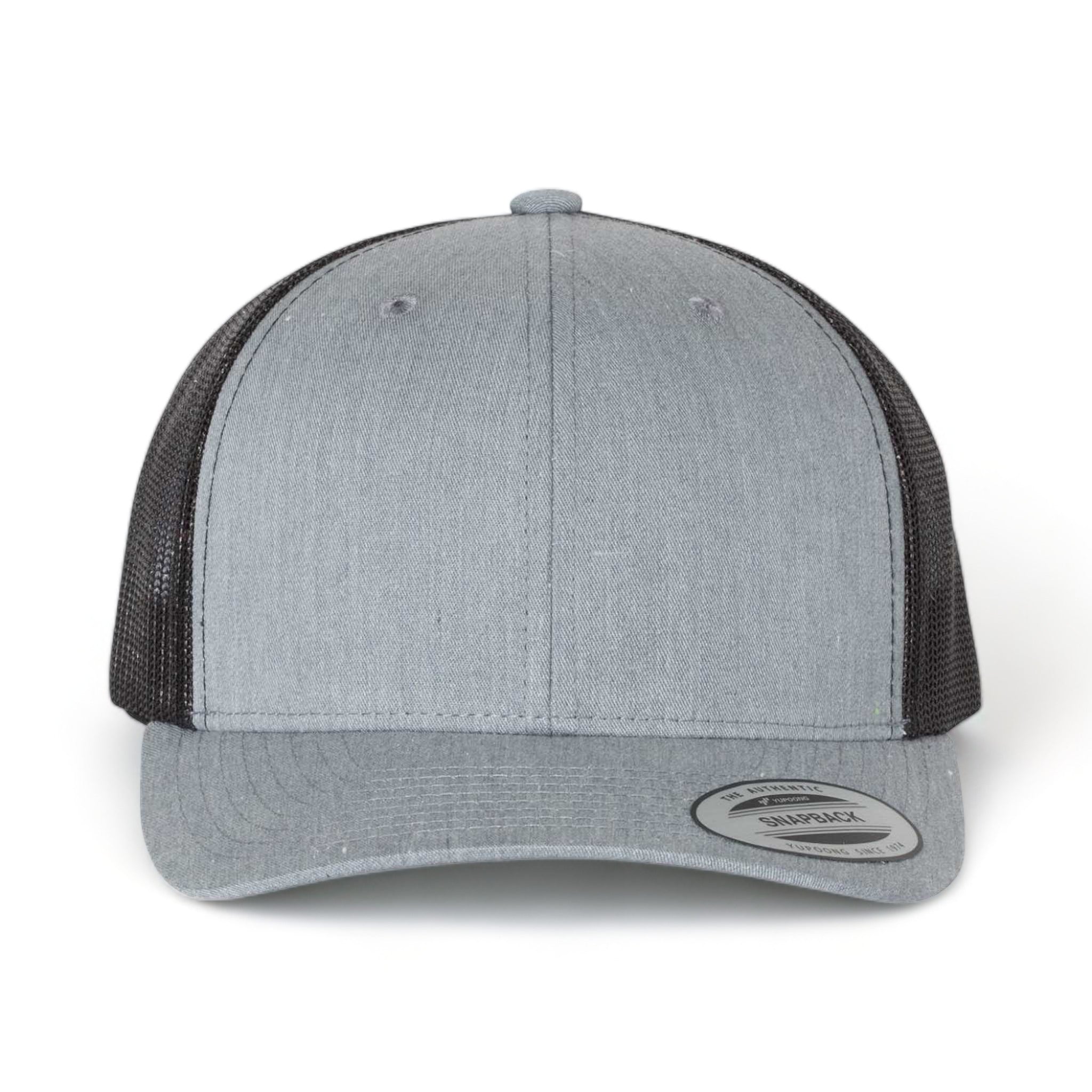 Front view of YP Classics 6606 custom hat in heather grey and black