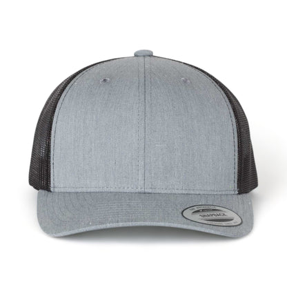 Front view of YP Classics 6606 custom hat in heather grey and black