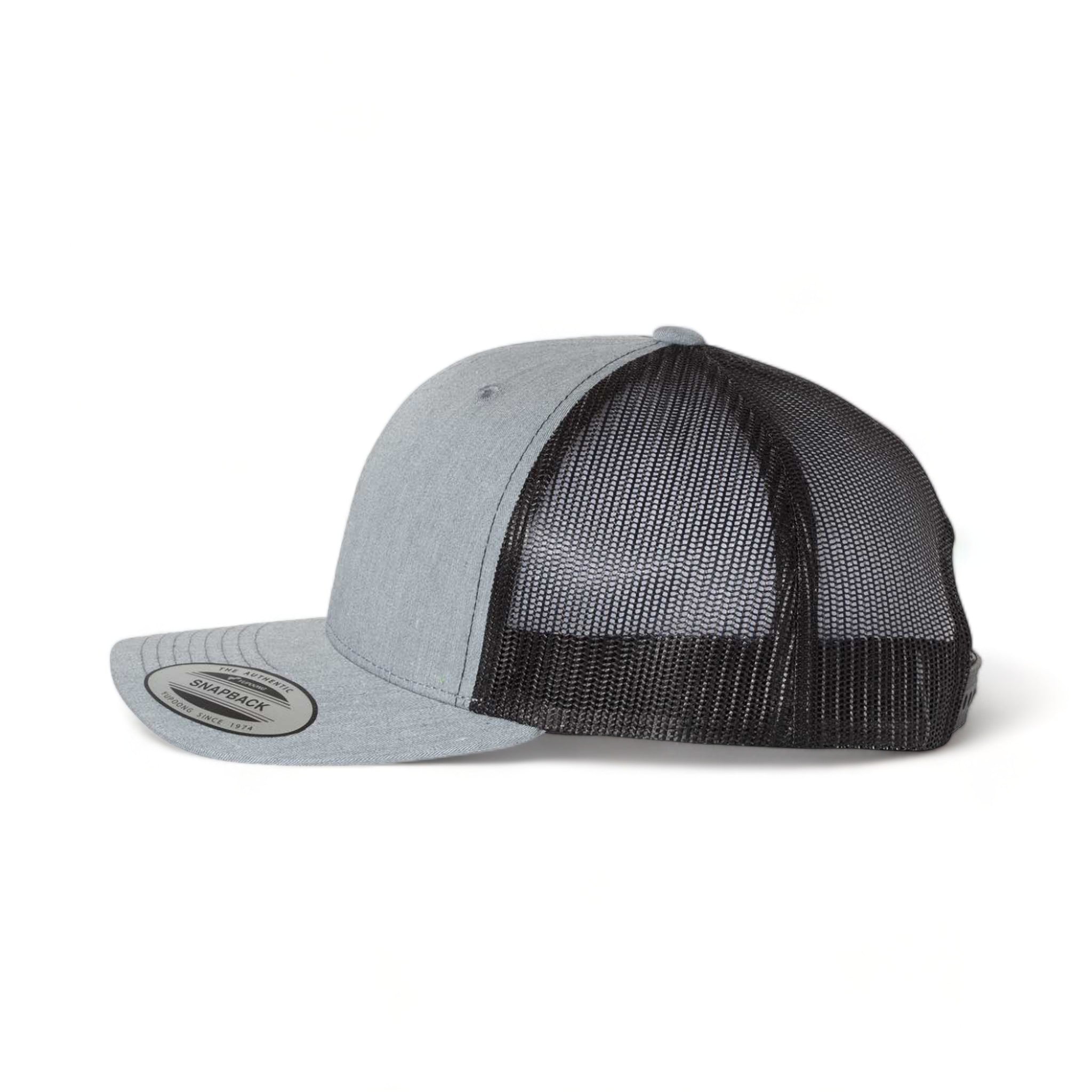 Side view of YP Classics 6606 custom hat in heather grey and black