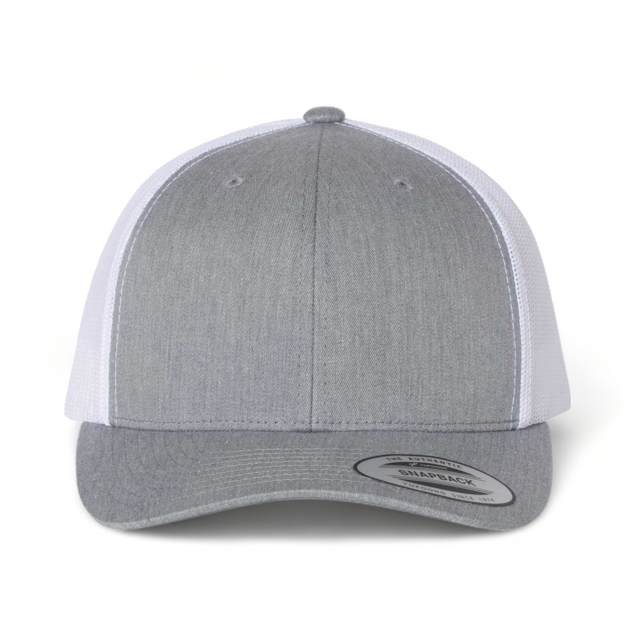 Front view of YP Classics 6606 custom hat in heather grey and white