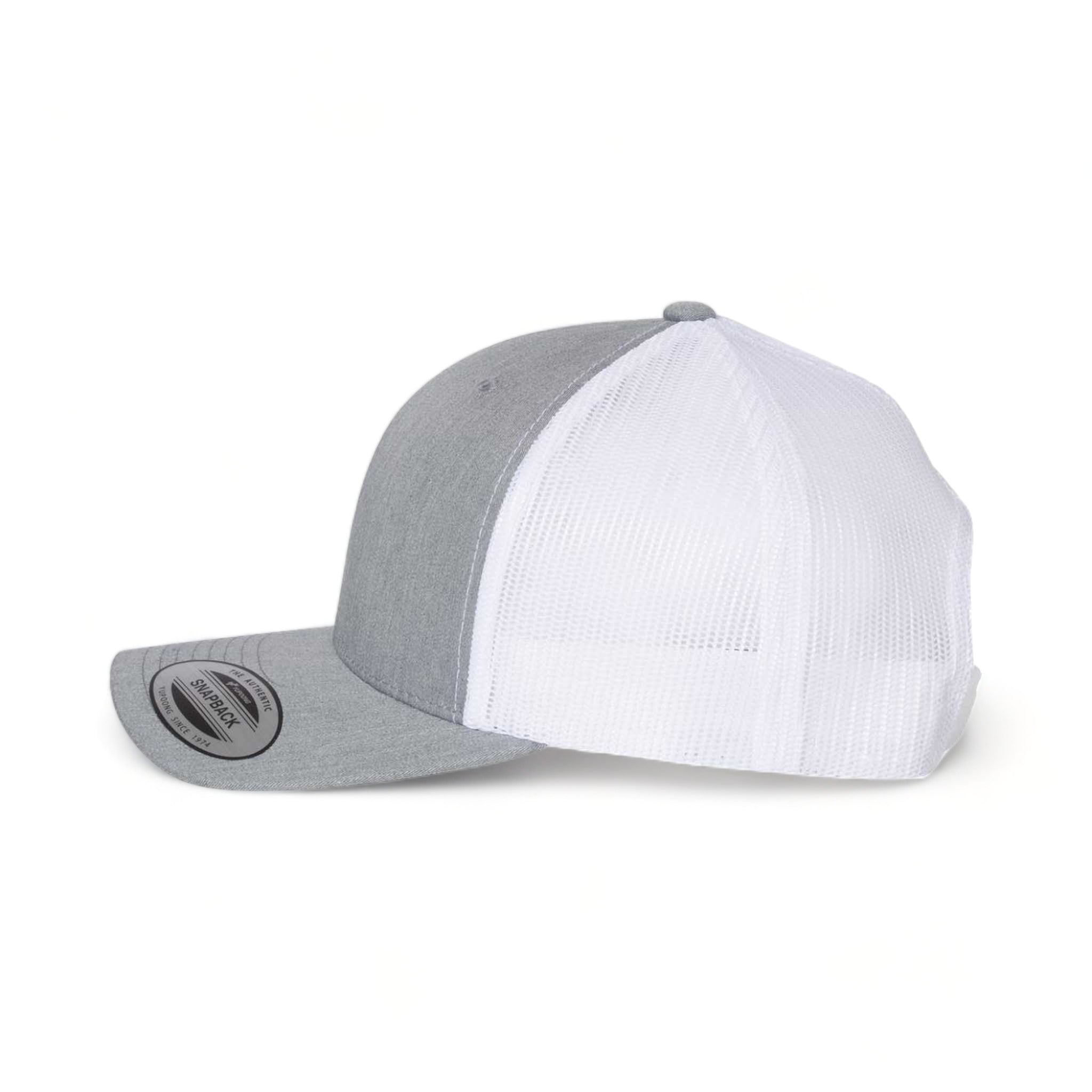 Side view of YP Classics 6606 custom hat in heather grey and white