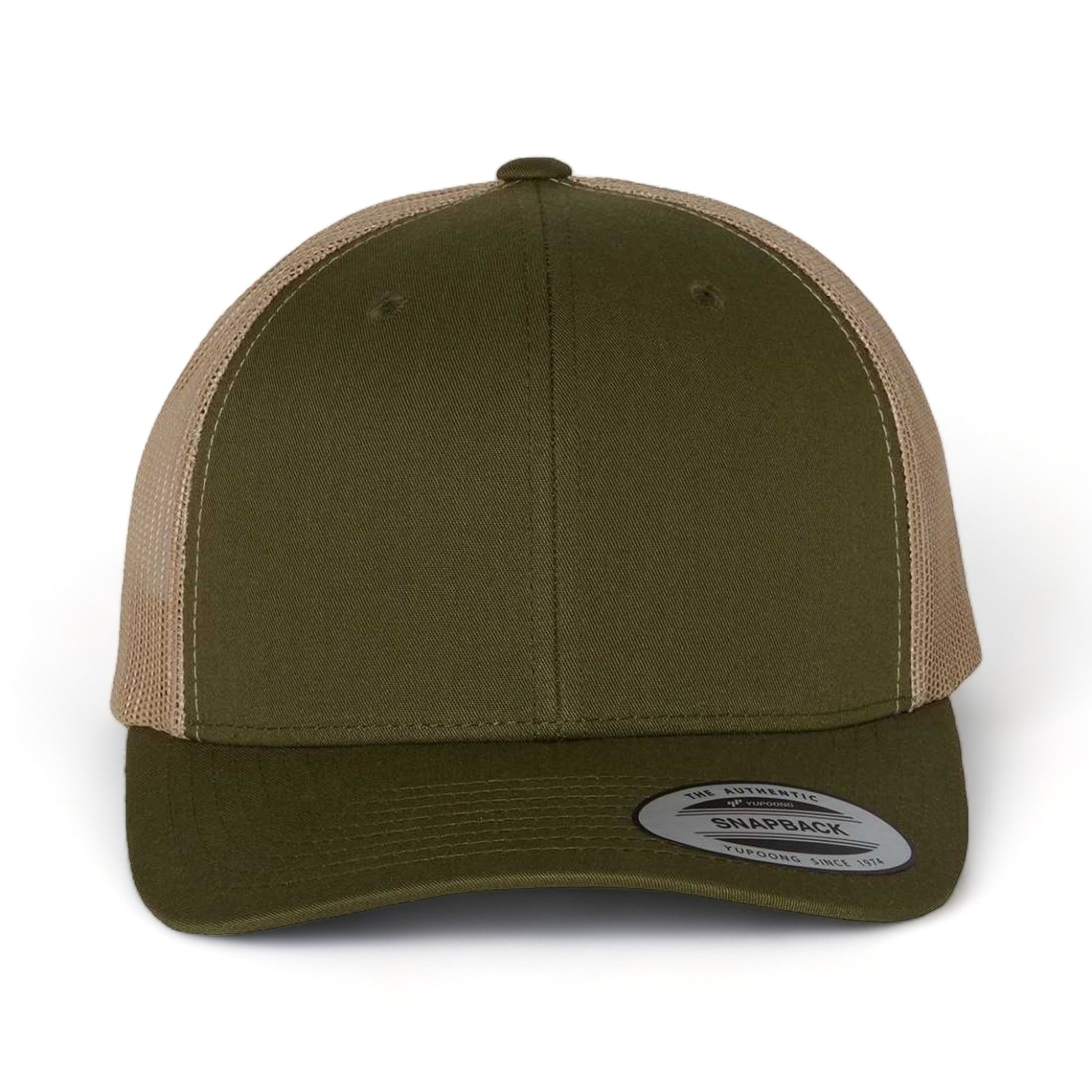 Front view of YP Classics 6606 custom hat in moss and khaki