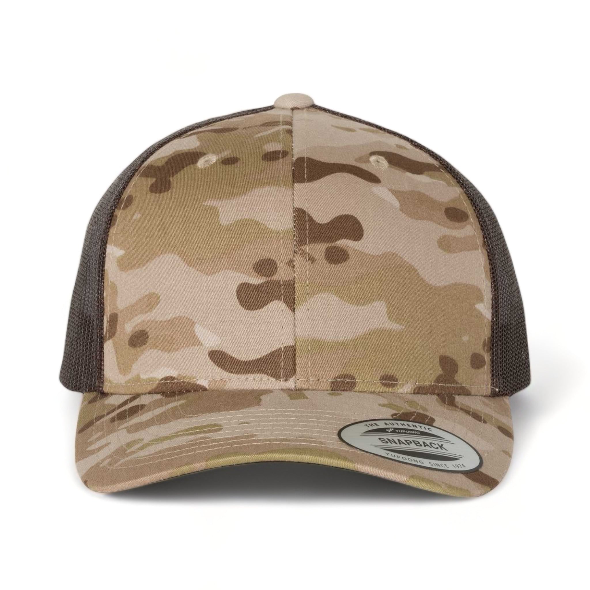 Front view of YP Classics 6606 custom hat in multicam arid and brown