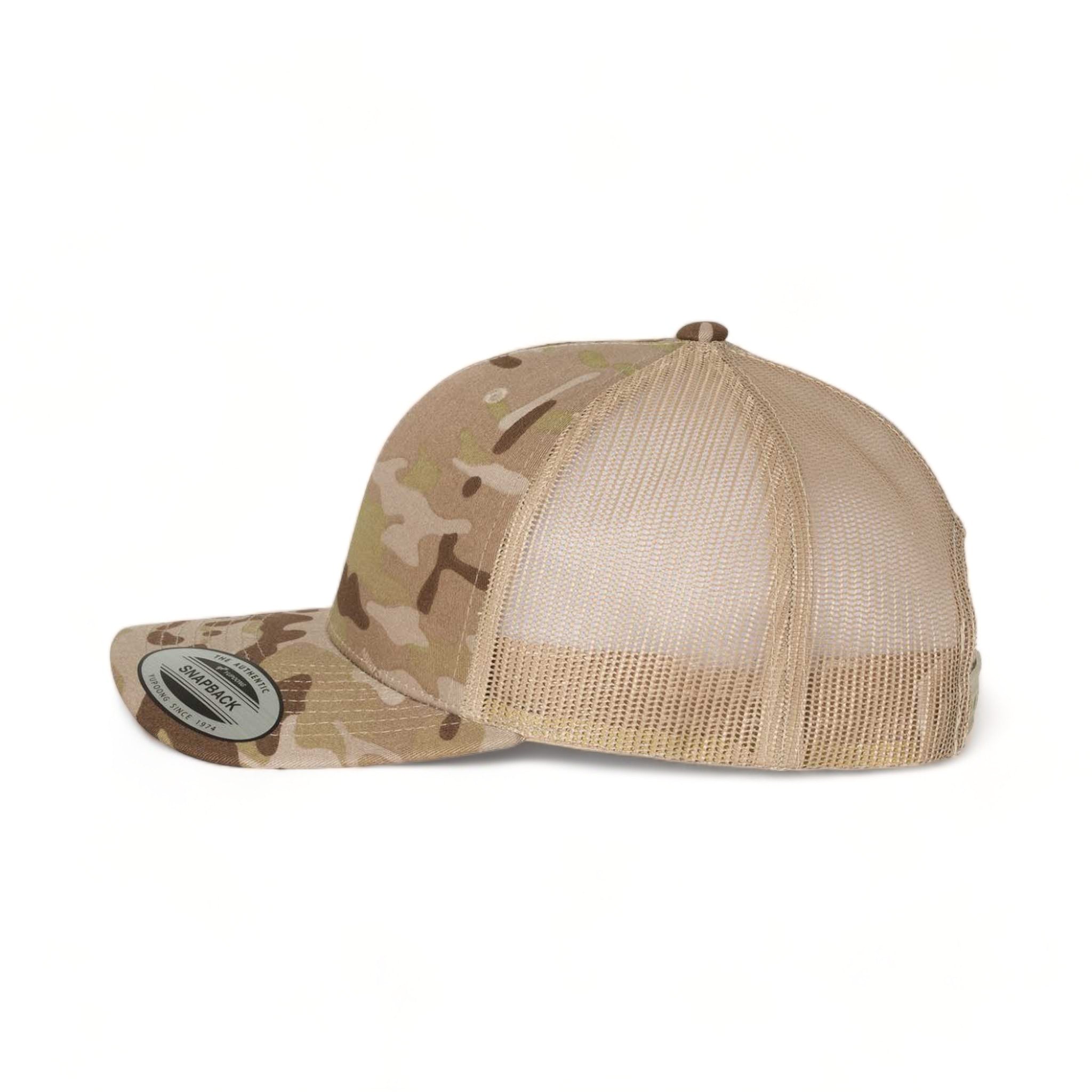 Side view of YP Classics 6606 custom hat in multicam arid and tan