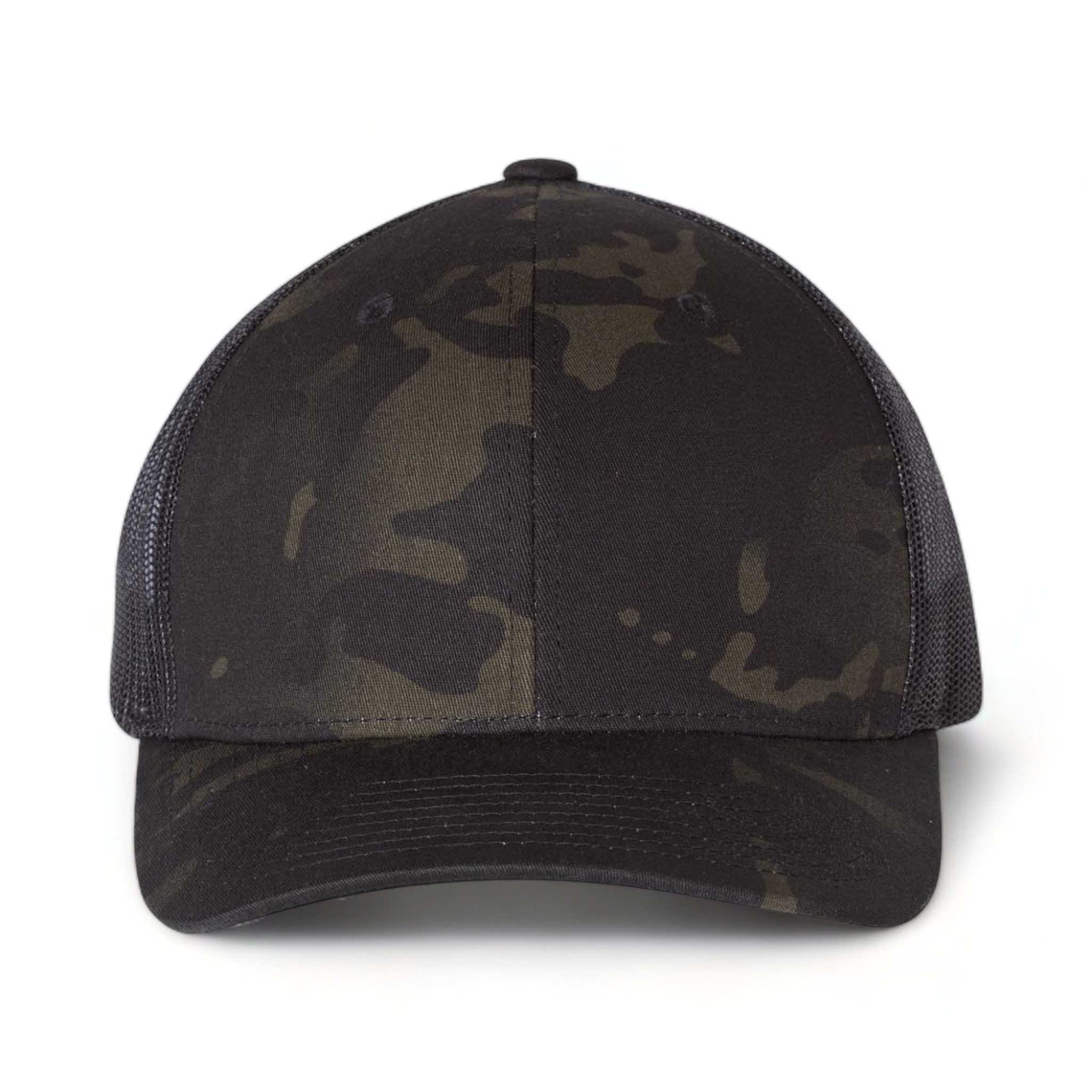 Front view of YP Classics 6606 custom hat in multicam black and black