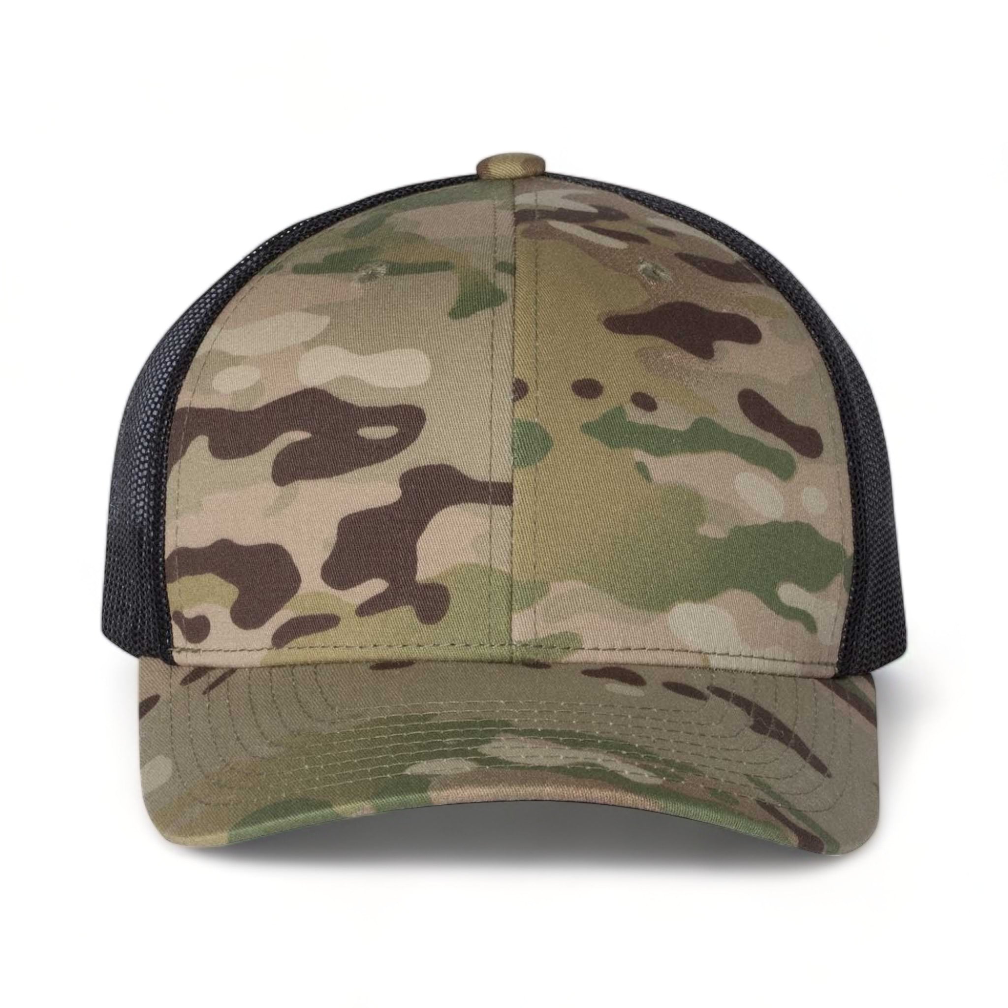 Front view of YP Classics 6606 custom hat in multicam green and black