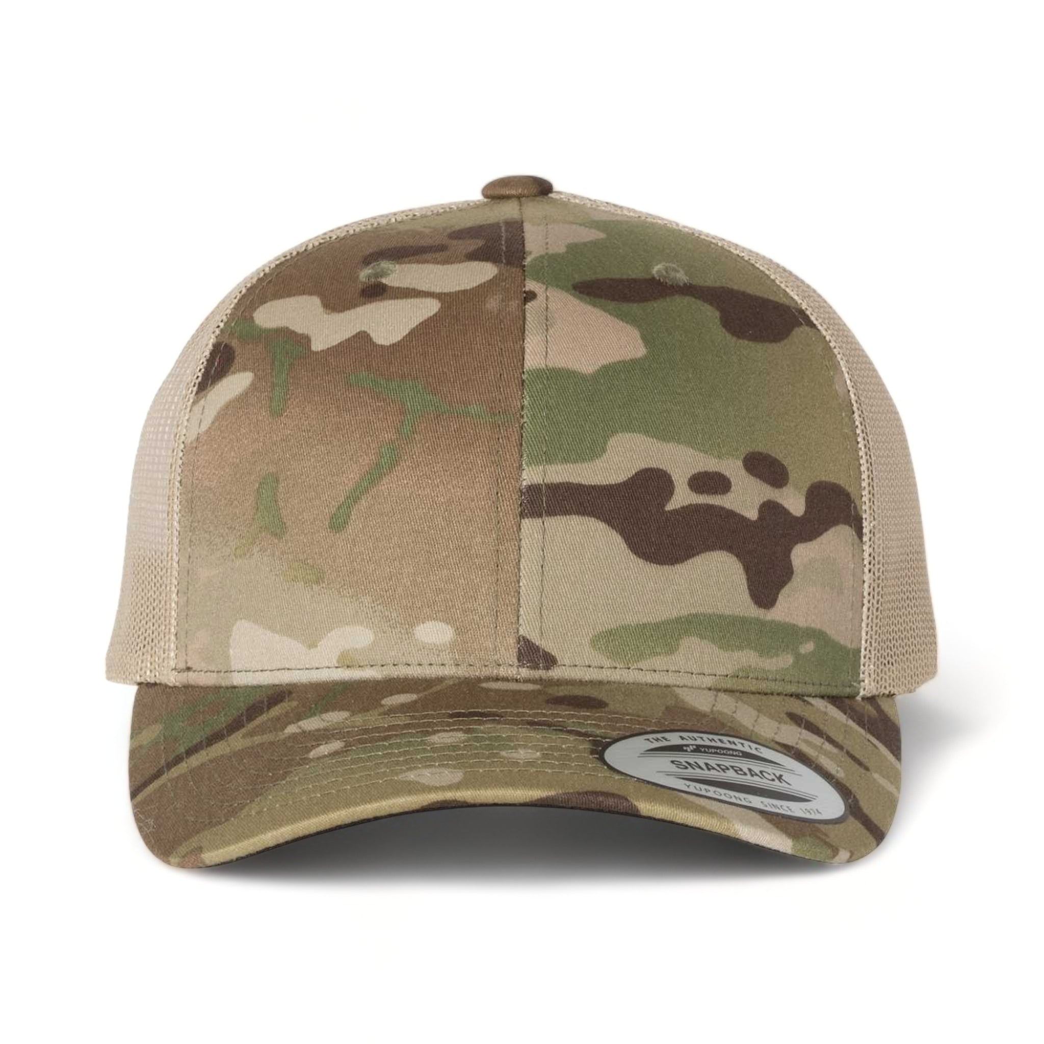 Front view of YP Classics 6606 custom hat in multicam green and khaki