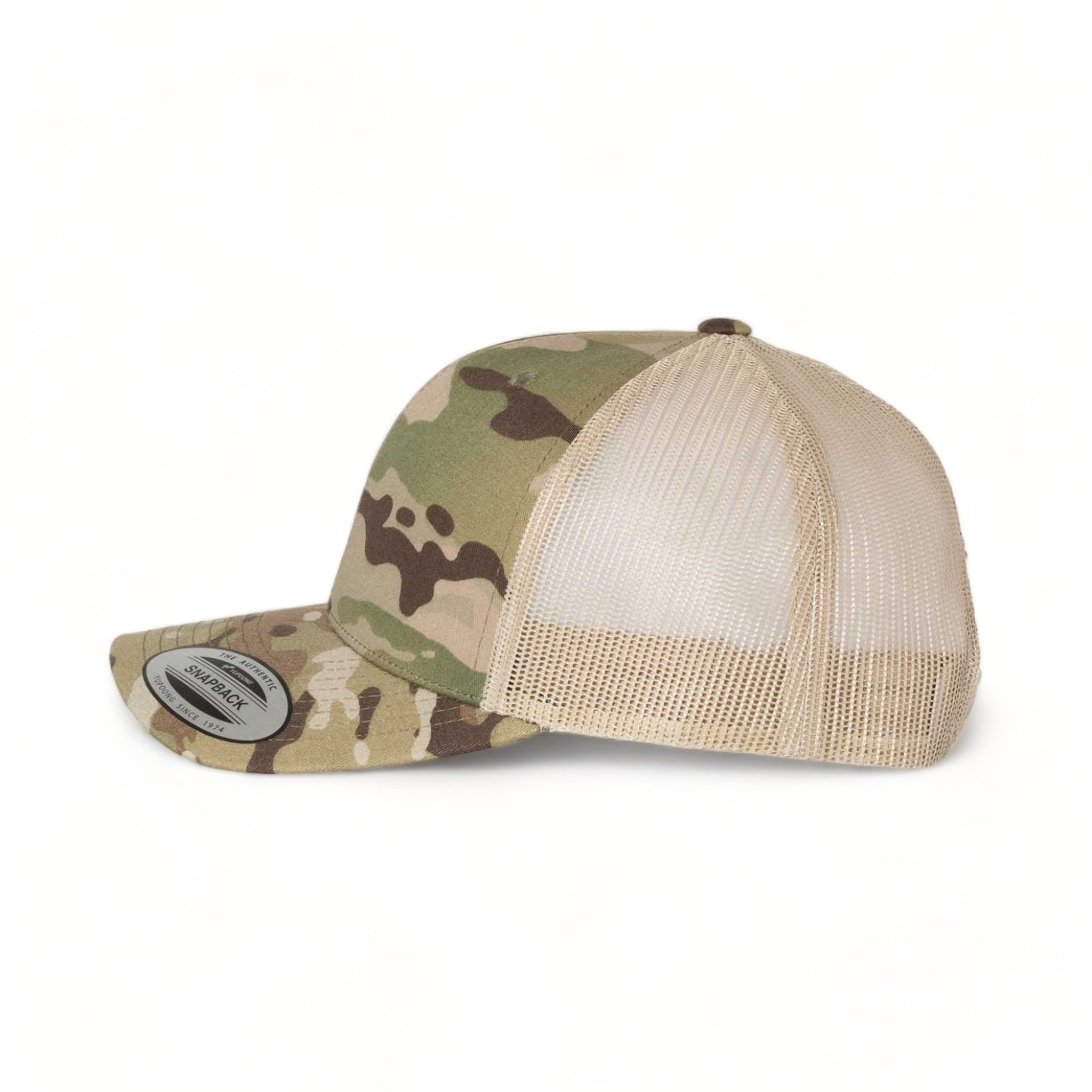 Side view of YP Classics 6606 custom hat in multicam green and khaki