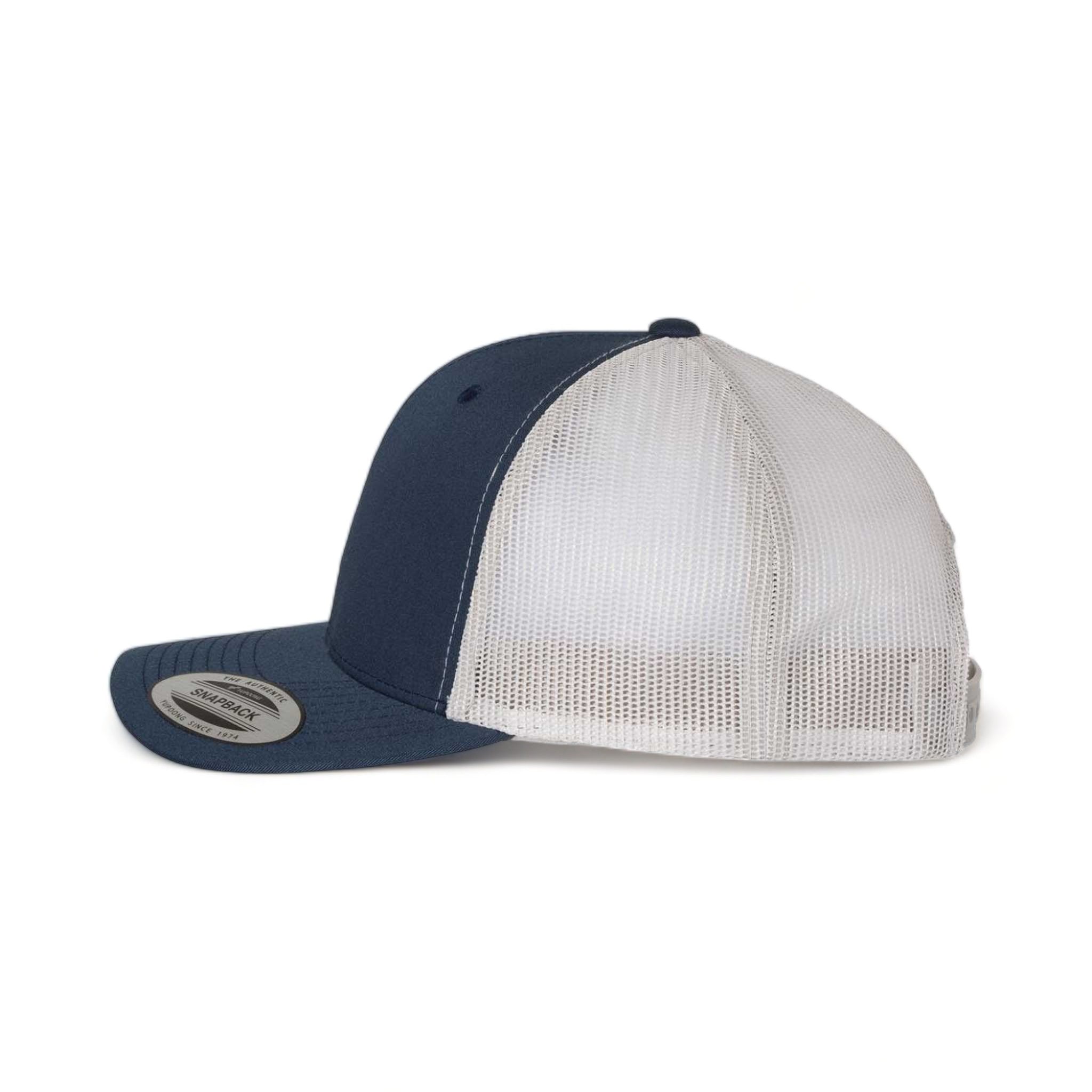Side view of YP Classics 6606 custom hat in navy and silver