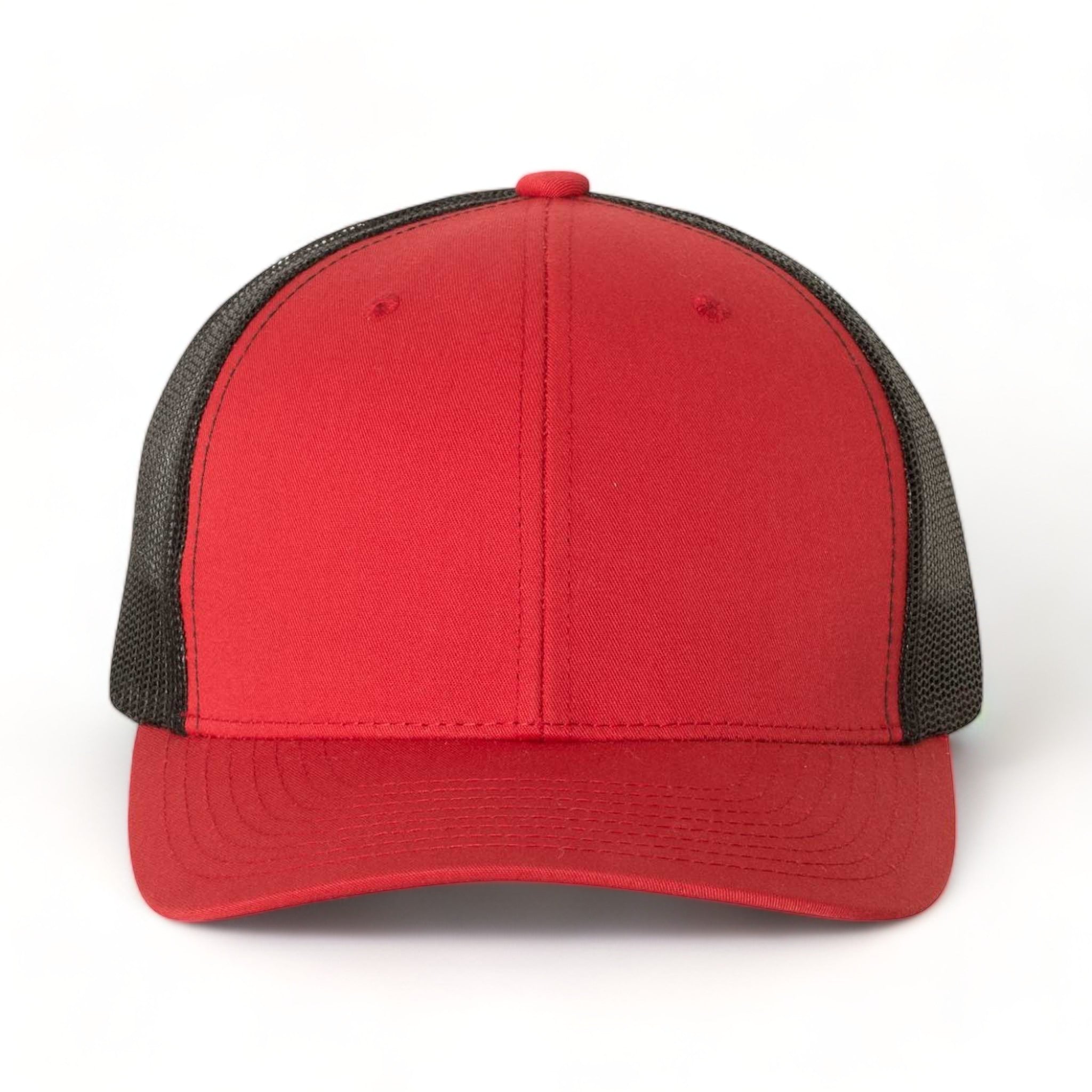Front view of YP Classics 6606 custom hat in red and black