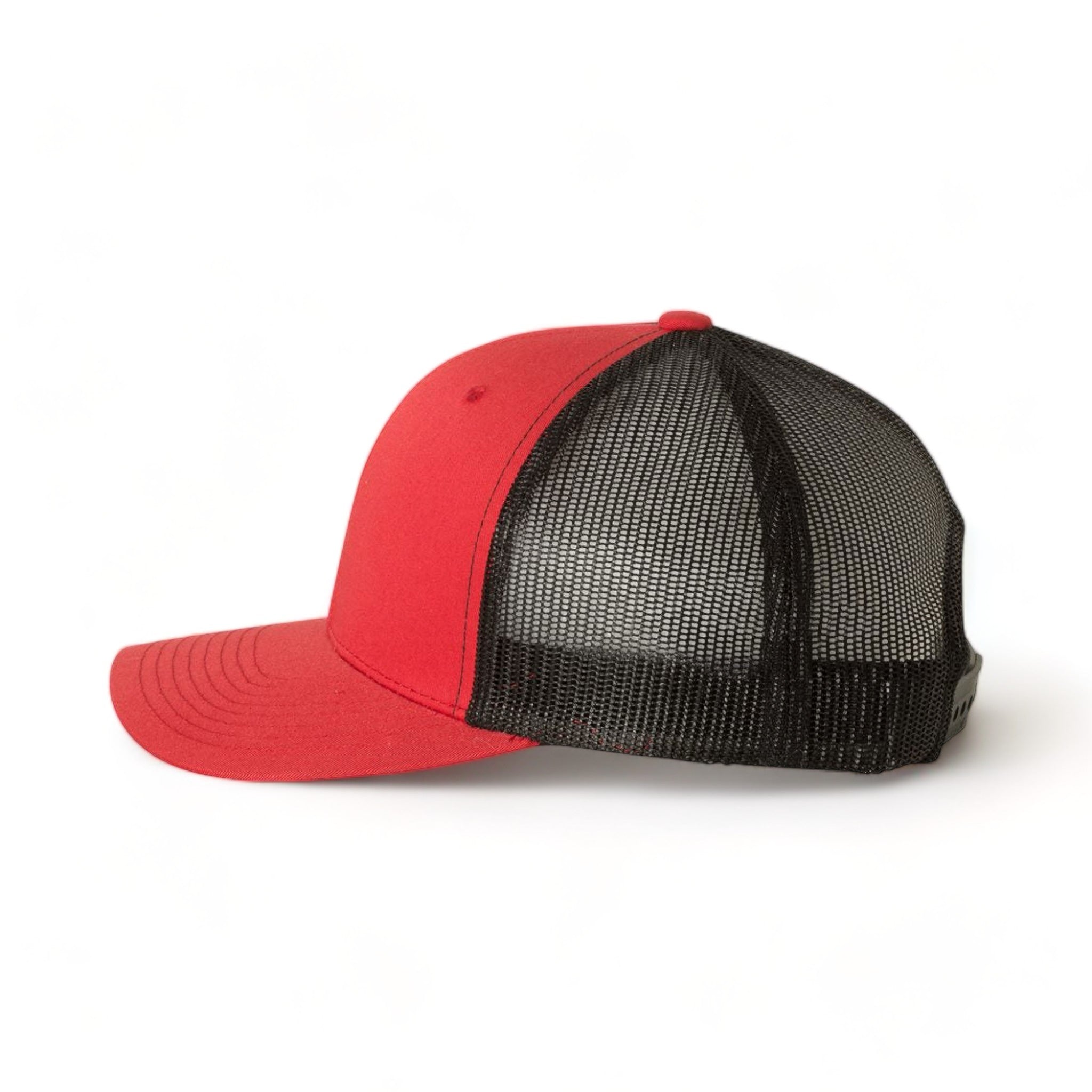 Side view of YP Classics 6606 custom hat in red and black