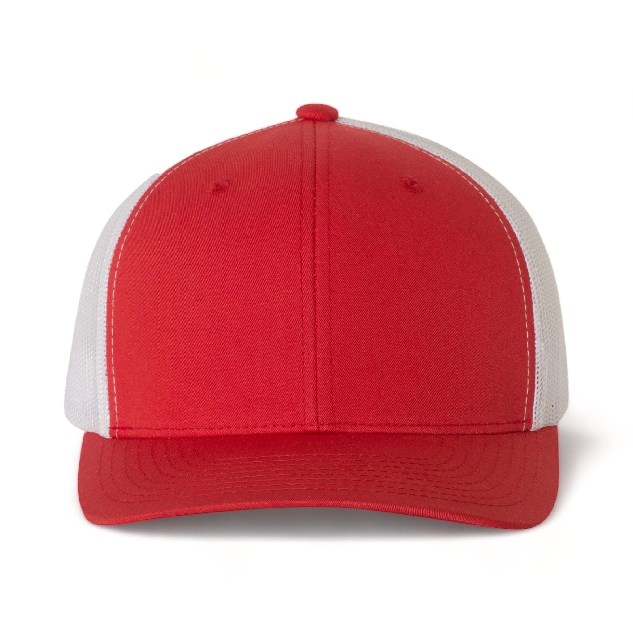 Front view of YP Classics 6606 custom hat in red and white