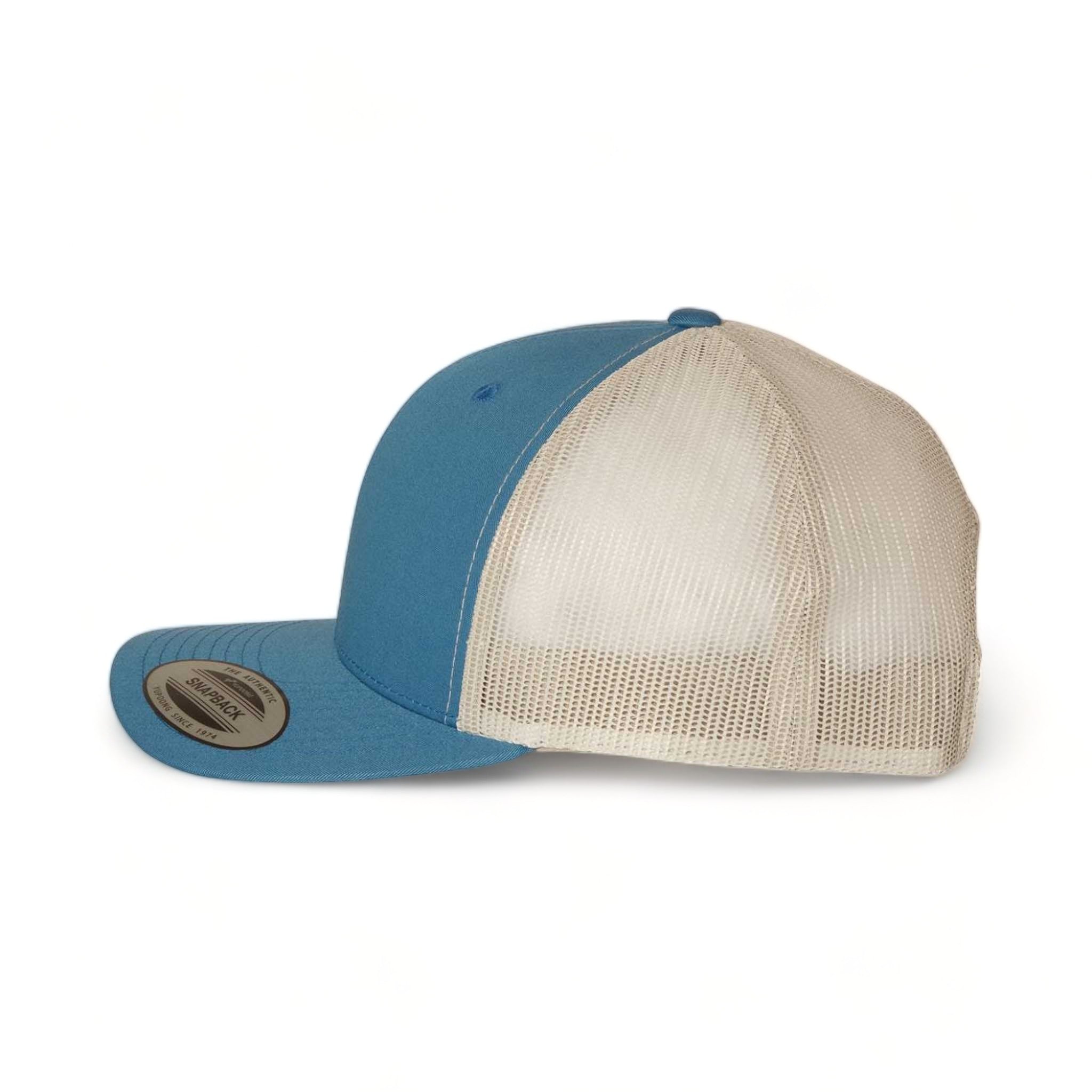 Side view of YP Classics 6606 custom hat in steel blue and silver