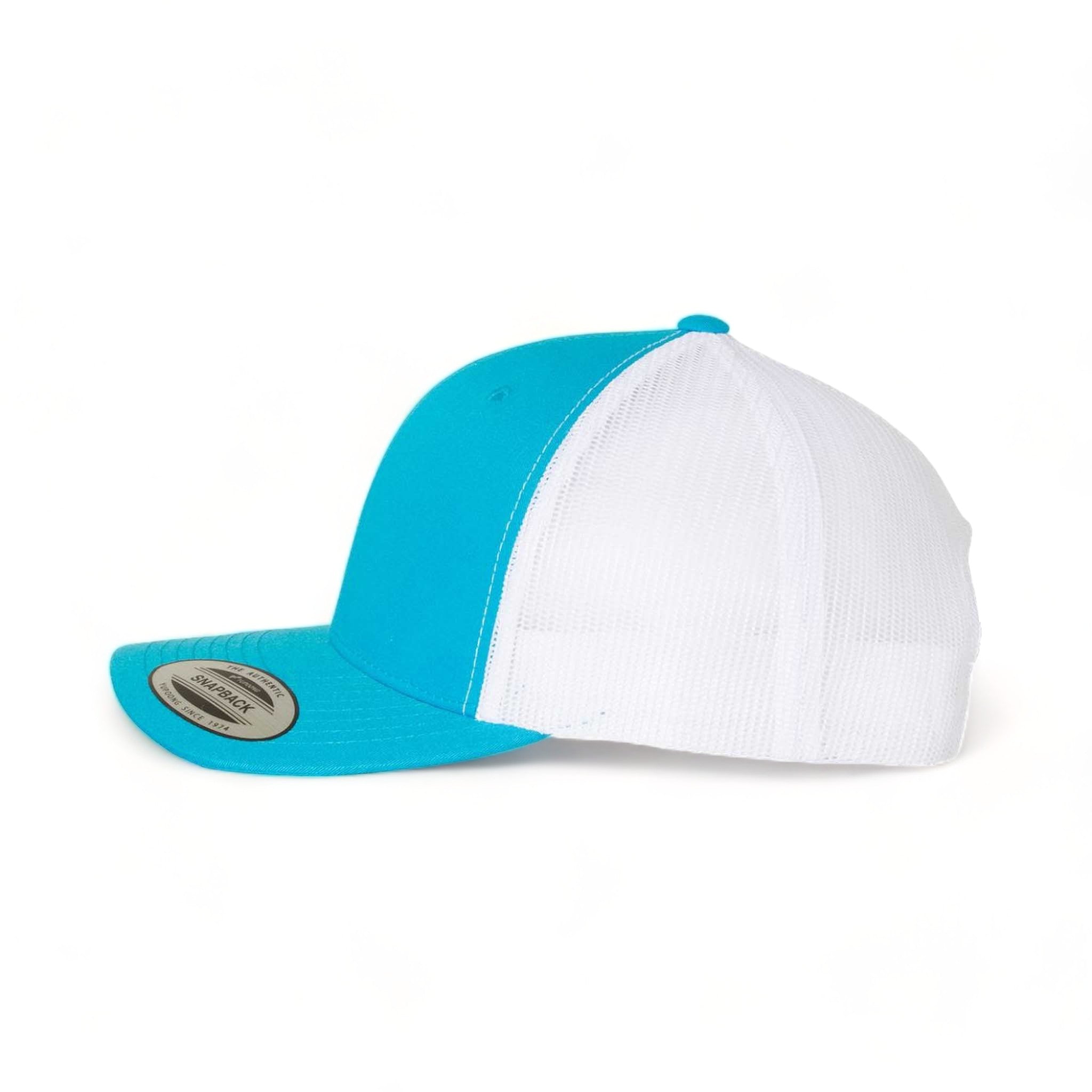 Side view of YP Classics 6606 custom hat in turquoise and white