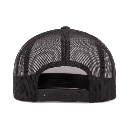 Back view of YP Classics 6606 custom hat in black, white and black