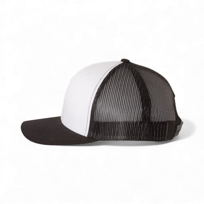 Left side view of YP Classics 6606 custom hat in black, white and black