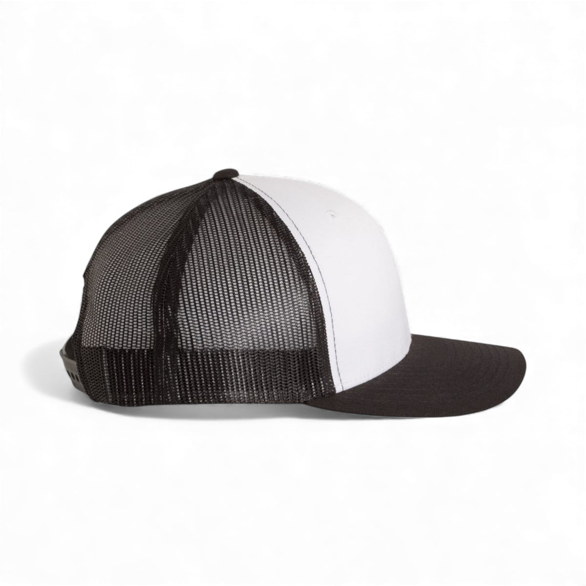 Right side view of YP Classics 6606 custom hat in black, white and black