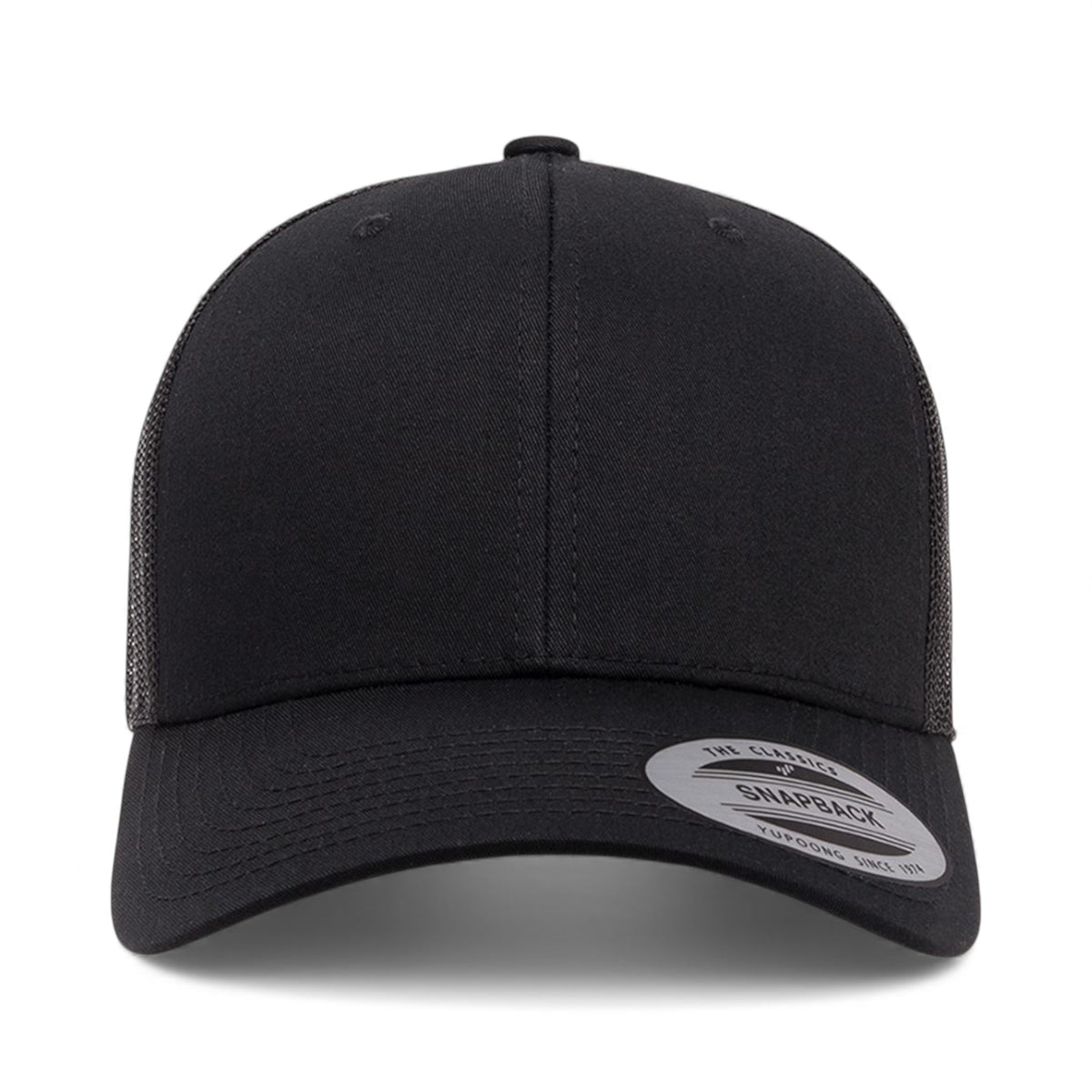 Front view of YP Classics 6606 custom hat in black