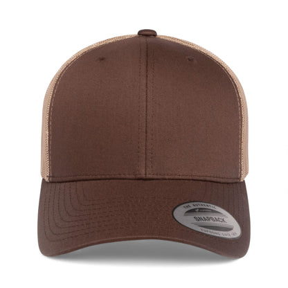 Front view of YP Classics 6606 custom hat in brown and khaki