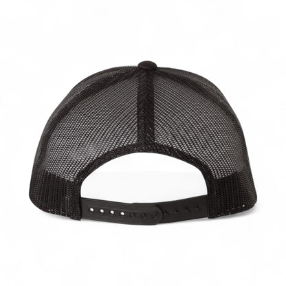 Back view of YP Classics 6606 custom hat in black, white and black