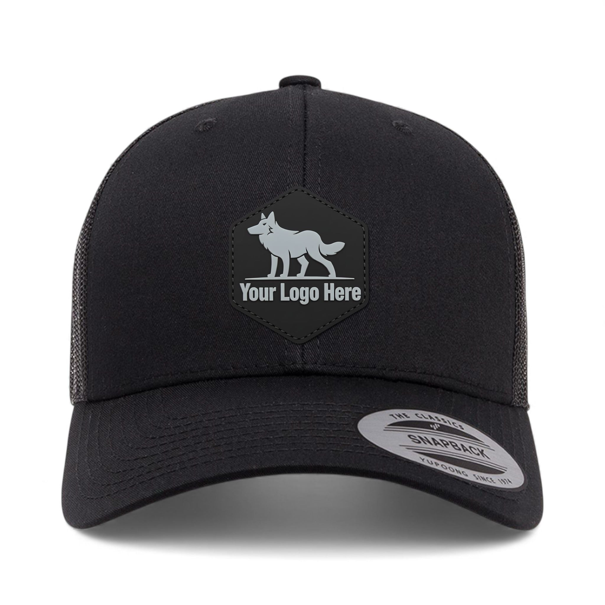 PVC patch preview of YP Classics 6606 custom hat in black