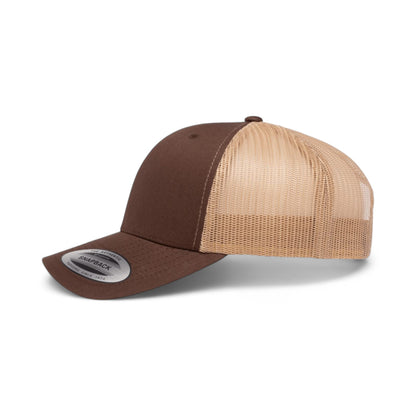 Left side view of YP Classics 6606 custom hat in brown and khaki
