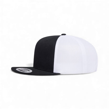 Left side view of YP Classics 6609 custom hat in black and white