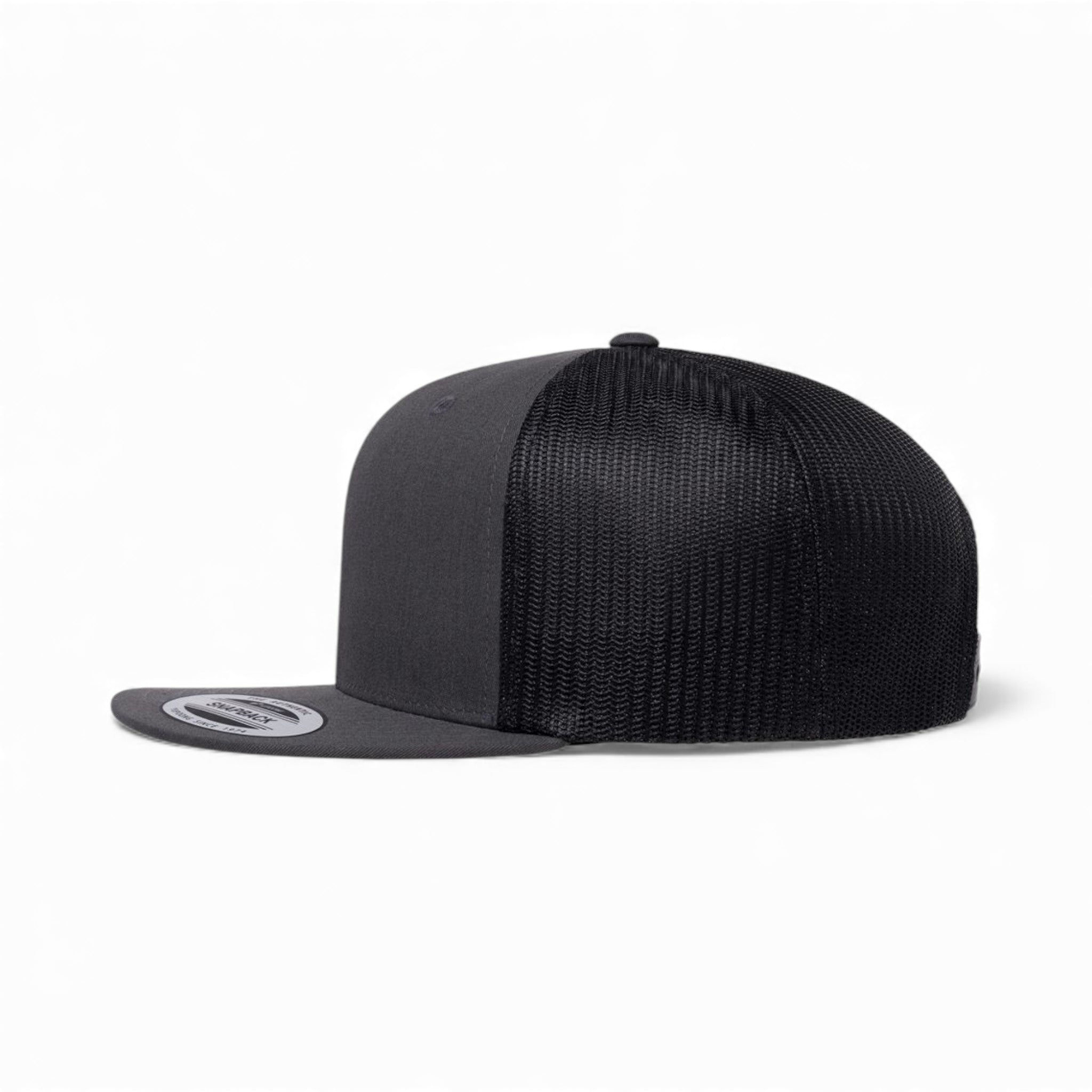 Left side view of YP Classics 6609 custom hat in charcoal and black