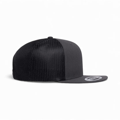 Right side view of YP Classics 6609 custom hat in charcoal and black