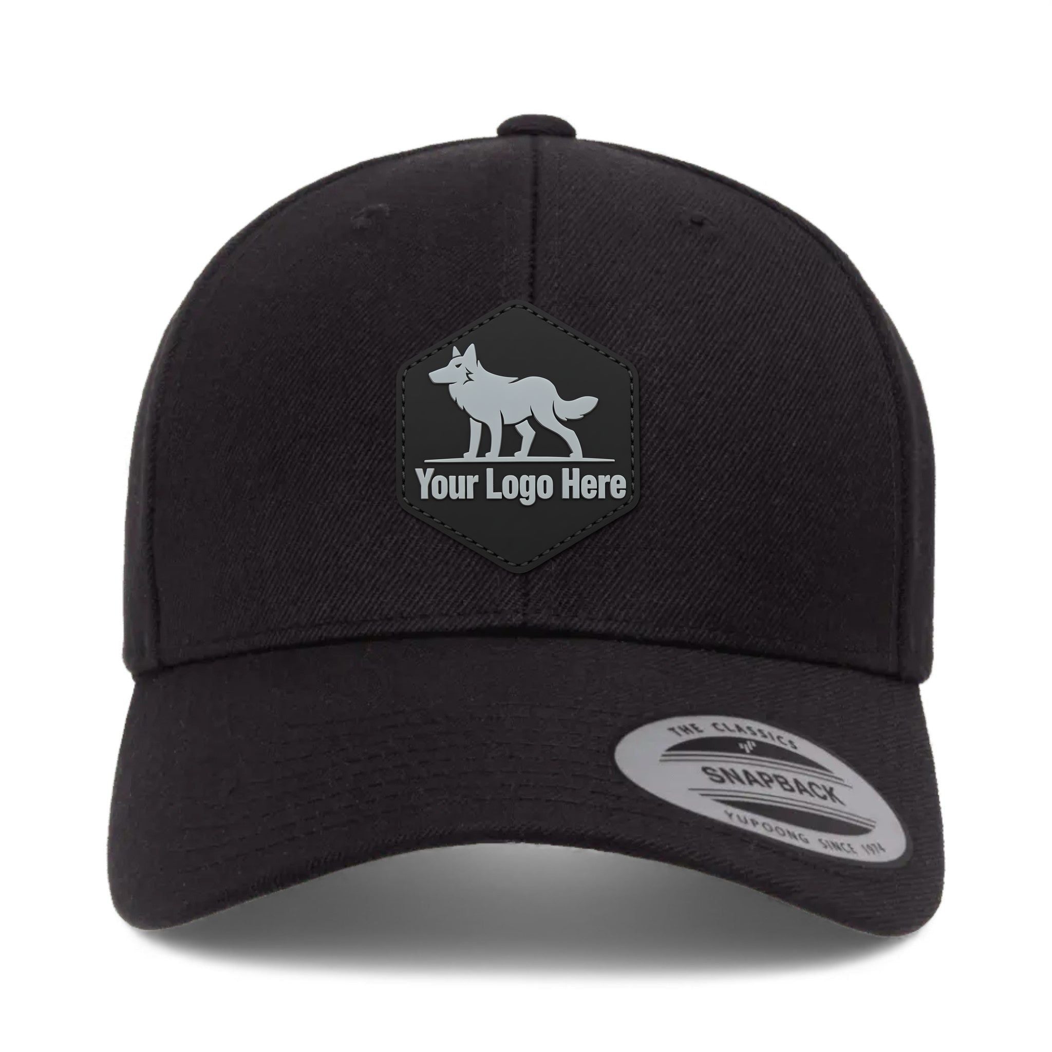 PVC patch preview of YP Classics 6789M custom hat in black
